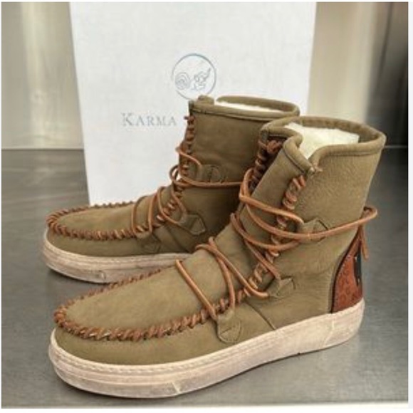 Karma of Charme “Malita” olive leather boots. New with tags from Sundance. SZ 39 - Picture 2 of 4